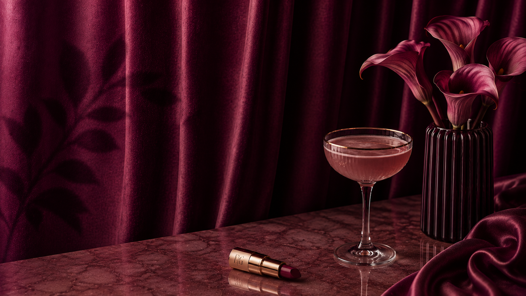 Draped mulberry silk backdrop at a Pink & Glam evening